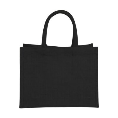 VOLIRIN & KAMMV Jute Beach Bag Compact and Waterproof Tote Bag for Picnics, Travel, and Beach Days (Black)