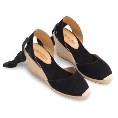 VOLIRIN & KAMMV Women’s Espadrilles Wedges Sandals Heels Closed Toe Tie Lace Up Platform Ankle Strap Summer Dress Shoes (Black, US Footwear Size System, Adult, Women, Numeric Range, Medium, 8, 8.5)